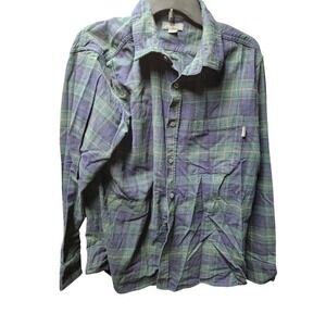Eddie Bauer Green Blue Plaid Flannel Shirt Long‎ Sleeve L/G